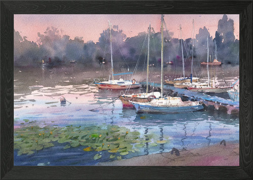 Berth with yachts framed - berth,